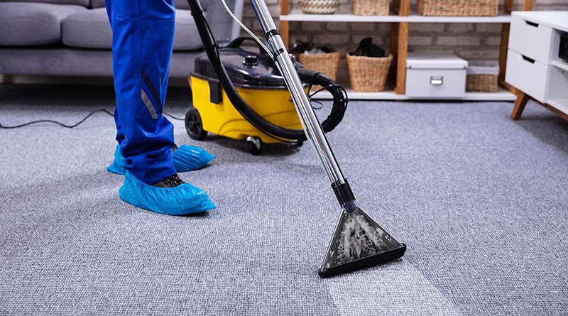 cleaning a carpet